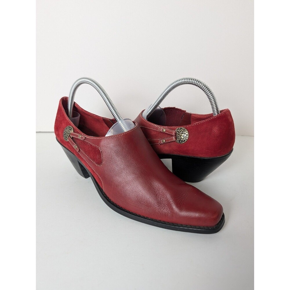 Vtg Coldwater Creek Red Leather Western Booties Shoes Wingtip Brogue Size 9
